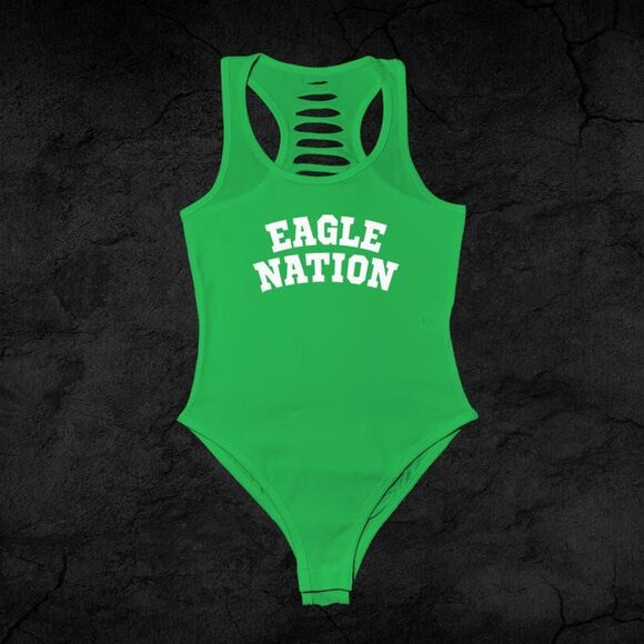 Green/White Eagle Nation Handmade Bodysuit, Football Ouffit, GO Birds Gift Ideas - Picture 1 of 3